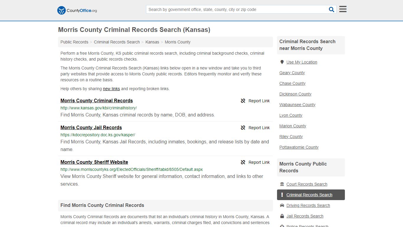 Morris County Criminal Records Search (Kansas) - County Office